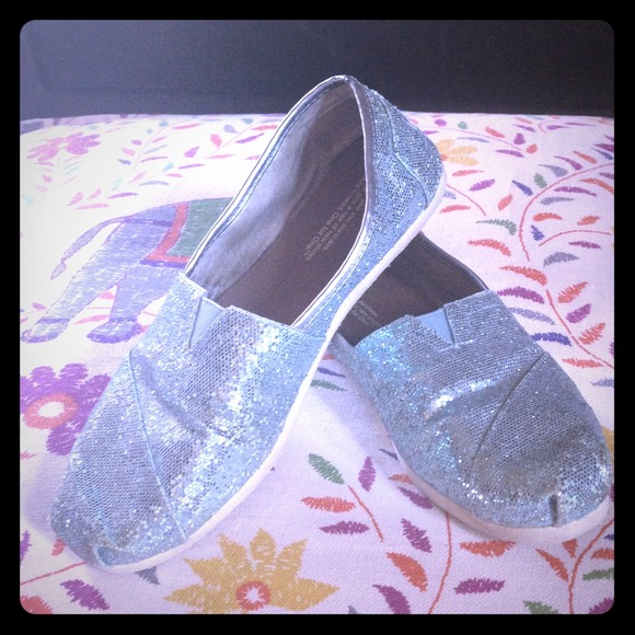 Glittery Light blue TOMS