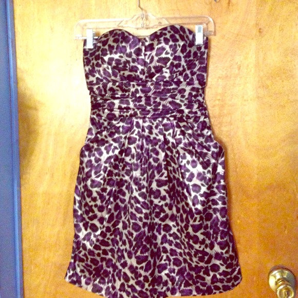 Purple cheetah strapless dress
