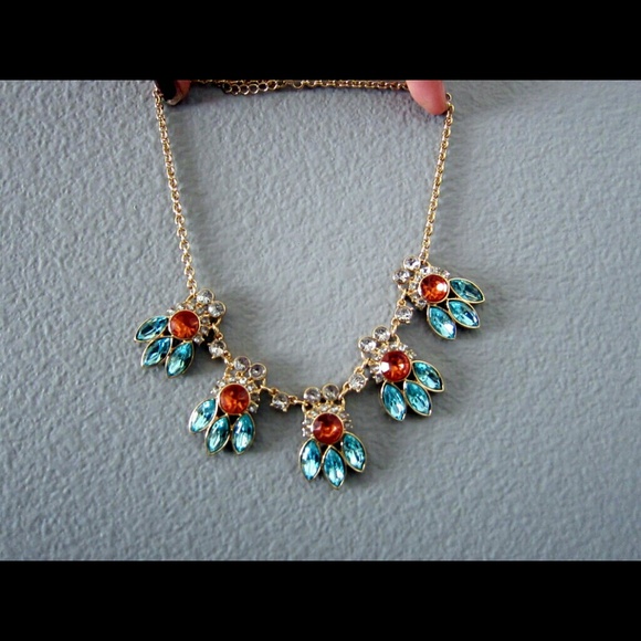 NEW Orange and Teal Statement Necklace
