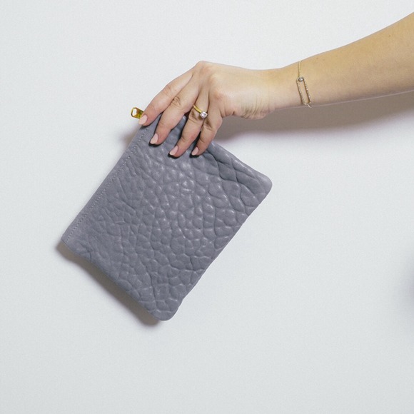 Grey leather pouch