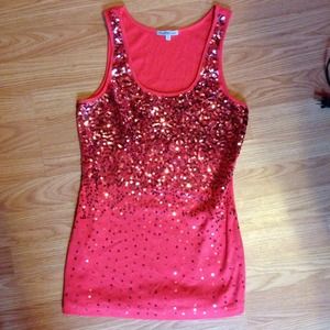 Coral Sequined Tank