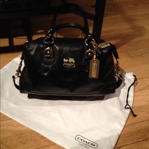 Black Leather Coach Handbag