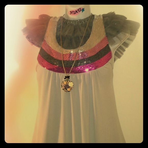 MAX ~n~K Soft gray Sequined Tunic