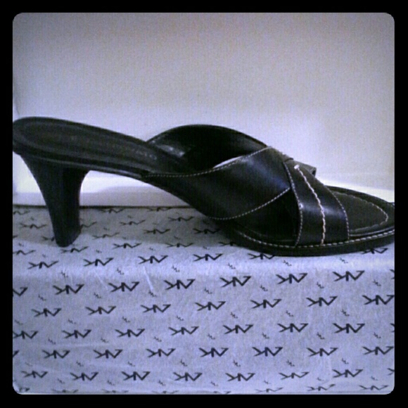 Black leather sandals