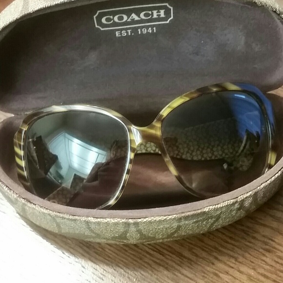 Coach brown and lime sunglasses with case