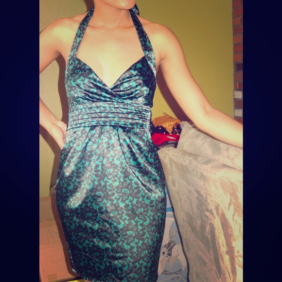Dresses & Skirts - Green Floral Leaf Print Cocktail Dress, XS, 3