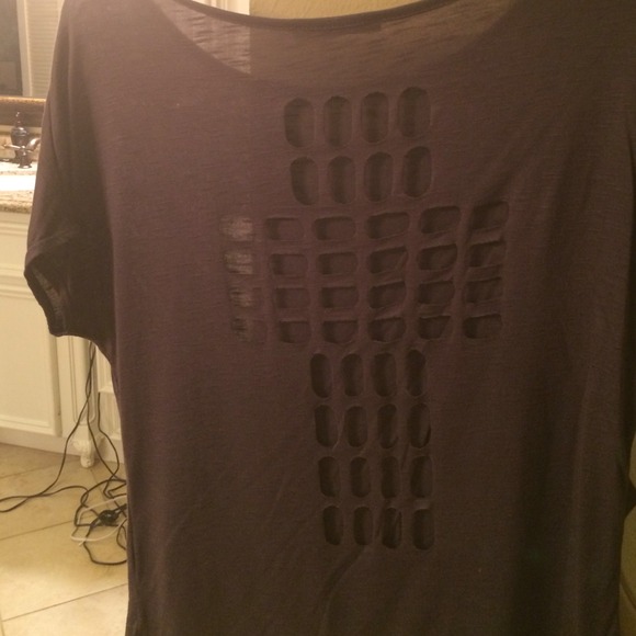 Traded Burnout grey top with a cross cut out