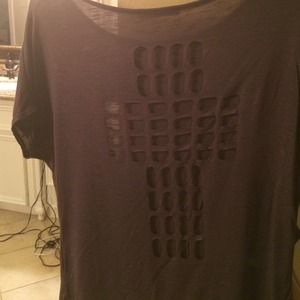 Traded Burnout grey top with a cross cut out