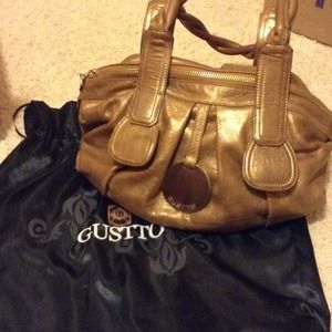 Gustto gold leather hobo shoulder bag