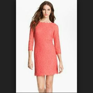 DVF coral zarita lace dress