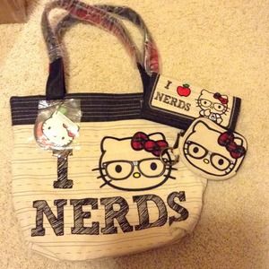 Hello kitty Nerd tote+wallet +coin purse