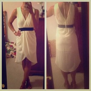 SOLD - Hi low cream and black dress