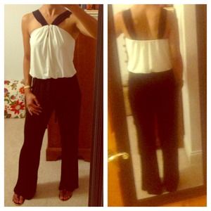 SOLD - Black and white romper