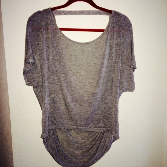 Grey  Low-Back Draped Top