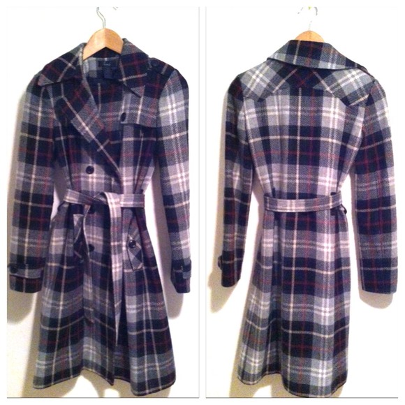 SOLD // Nordstrom Plaid Long Peacoat