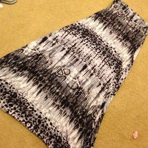 Leopard, and snake skin patterned maxi skirt