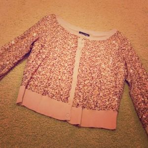 American Eagle sparkly rose gold cardigan