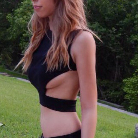 Nasty Gal style Black Backless crop top