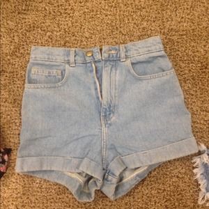 American apparel high waist faded blue shorts
