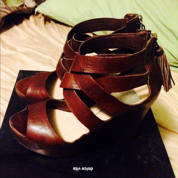 Dolce vita brown leather wedges. Size 6.5
