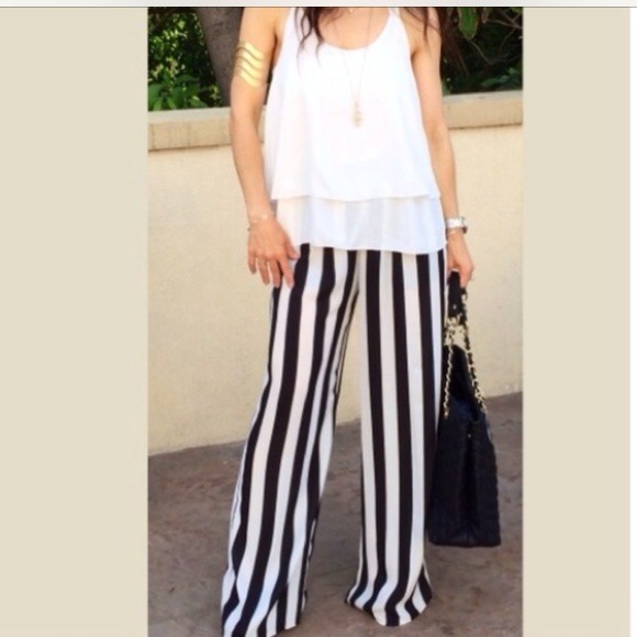 Vertical striped chiffon palazzo pants SALE - Picture 3 of 3