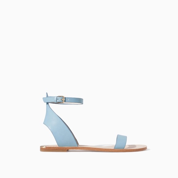 SOLD! Zara Blue Flat Leather Sandals - Picture 2 of 3
