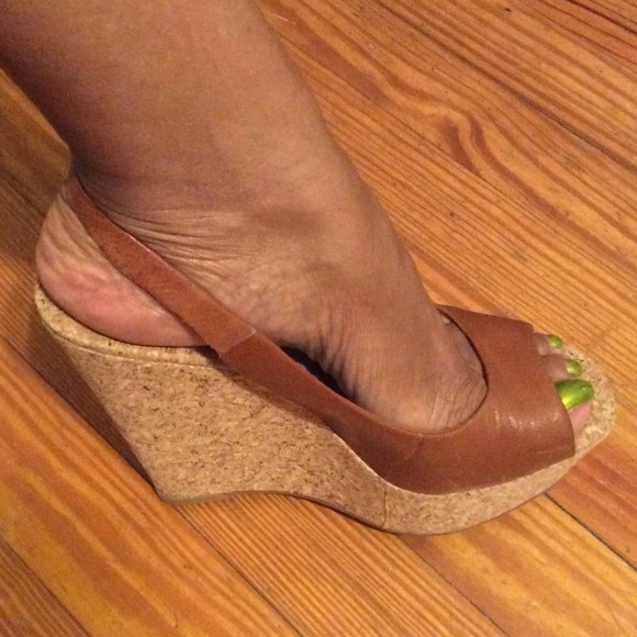 Jessica Simpson Bronze Leather Platform Slingback - Picture 1 of 4