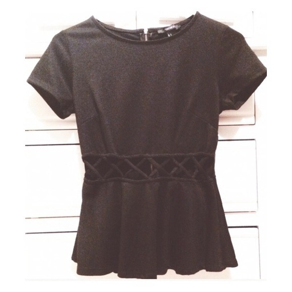 Black peplum shirt!