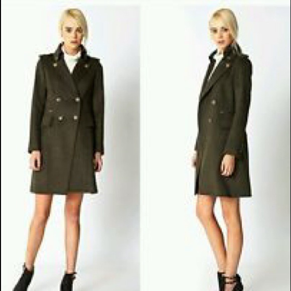 38 off Forever 21 Outerwear （sold) Army green woolblend shaped trench coat from Zoe's closet