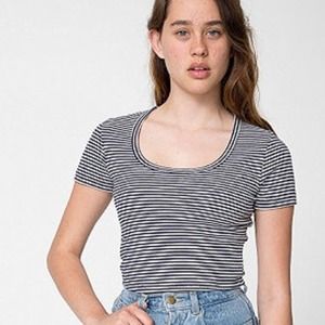 American Apparel Striped Baby Rib Crop Tee