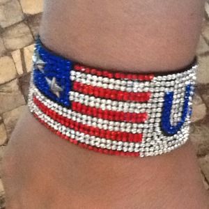 USA Wrist Cuff- SPARKLE in RED, WHITE& BLUE!!!!