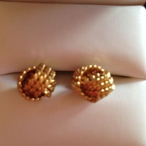 Yellow gold plated love knot earrings
