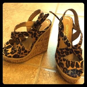 Animal print wedges