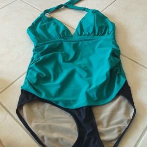 To toned one piece bathing suit