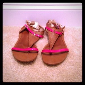 Hot Pink and Brown Sandals