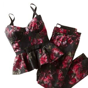Pearl by Georgina Chapman Floral Peplum Corset Top