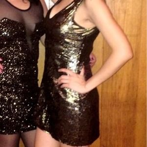 Beautiful gold & brown speckle sequin dress