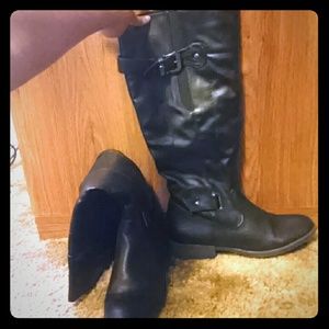 Black leather boots