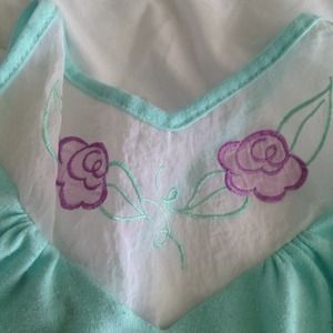 Teal tank with floral embroidery
