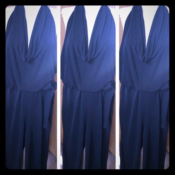 MNG by Mango Pants - Stretch jersey tuxedo stripe halter jumpsuit