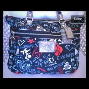 Authentic RARE Coach Poppy hearts glam tote