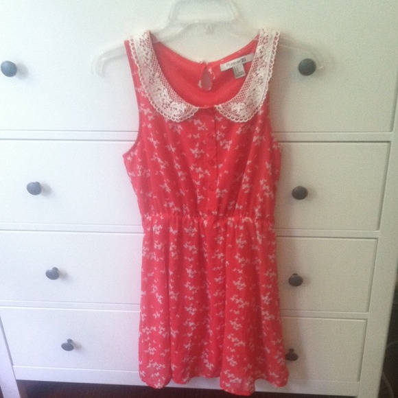Coral Collared Butterfly Dress