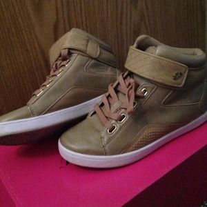 Pastry khaki high top sneakers.