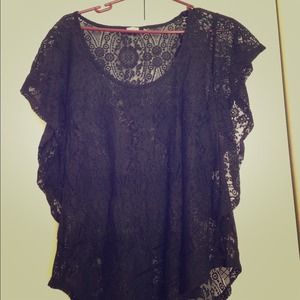 Black, sheer lace Express top