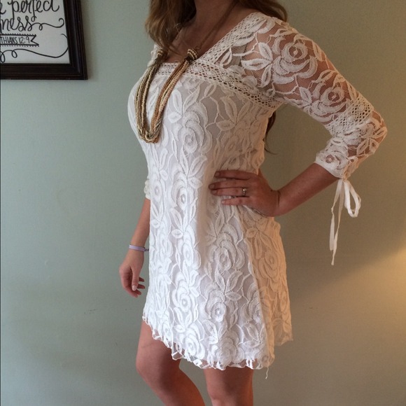 White Bohemian lace shift dress