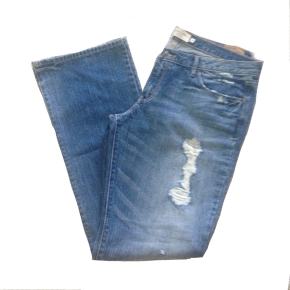 A&F boot cut destroyed jeans