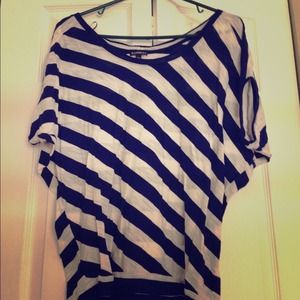 Express blue and cream striped top