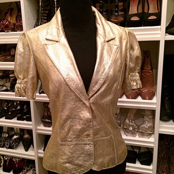 Allen B.  Jackets & Blazers - Allen B. Gold Leather Jacket