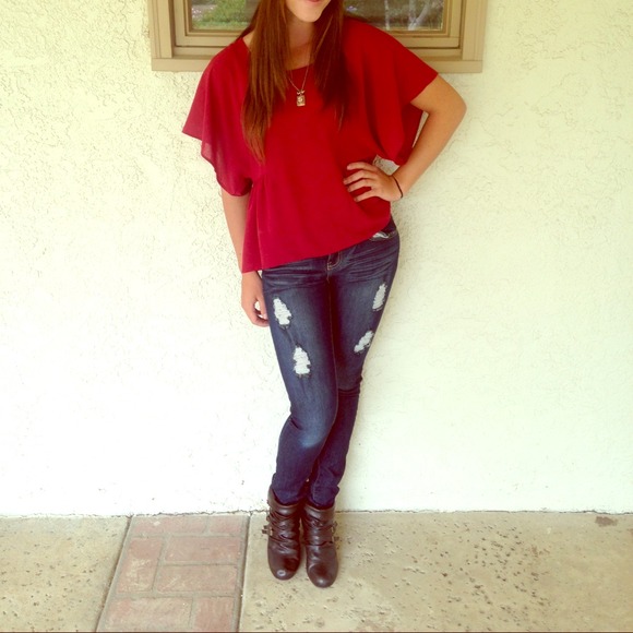 Loose dark red blouse