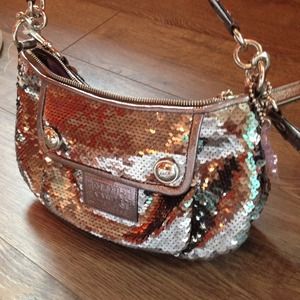 Sequined coach cross body purse